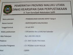 Proyek Disarpus Malut Diduga Bermasalah, Anggarannya Rp 1,8 Miliar Lebih