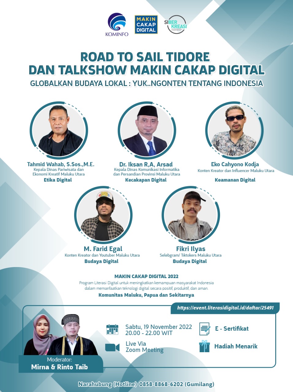 Flayer kegiatan road to Sail Tidore Makin Cakap Digital Maluku Utara.