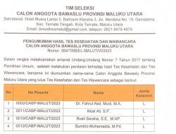 4 Calon Komisioner Bawaslu Maluku Utara Diumumkan, Ini Nama-namanya